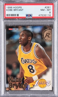 1996-97 Hoops #281 Kobe Bryant Rookie Card - PSA NM-MT 8